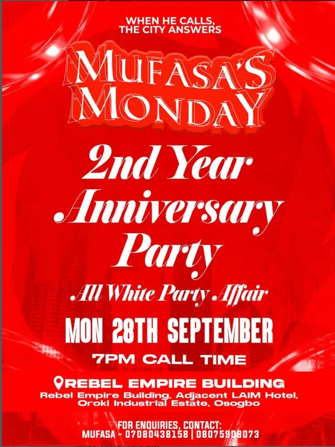 MUFASA’S MONDAY - 2ND YEAR ANNIVERSARY PARTY